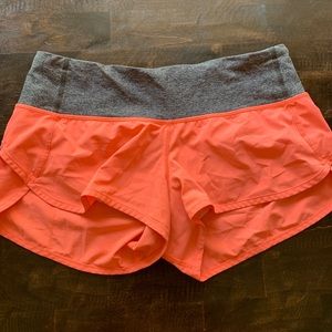 Bright Coral Lulu Lemon Shorts